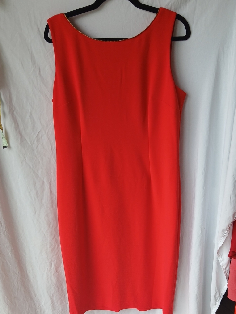 Calvin Klein Sleeveless Orange-Red Sheath Dress